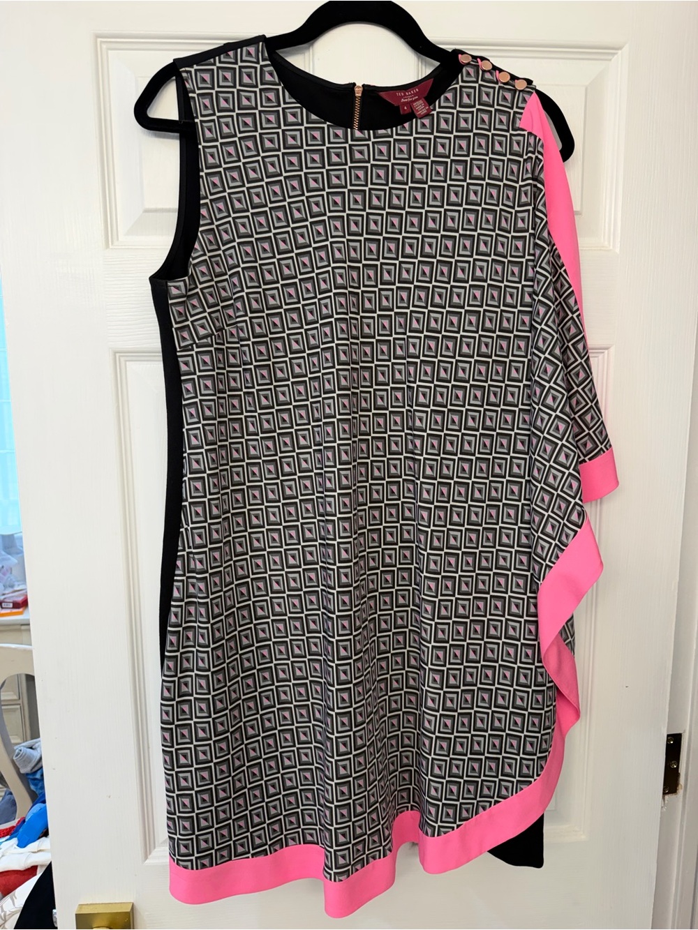 TED BAKER LONDON GEO dress Women's Pink/Gray Size 4